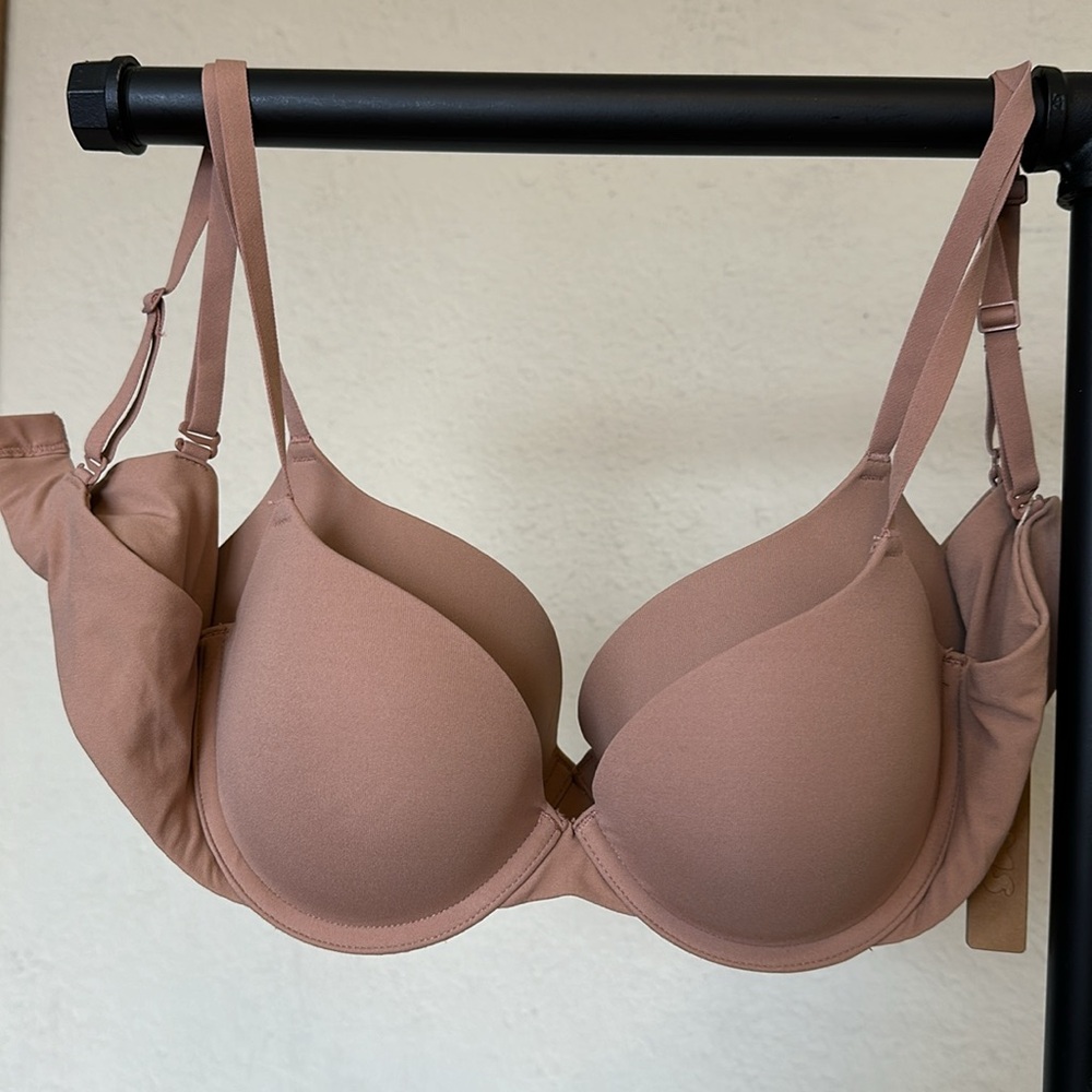 SKIMS FITS EVERYBODY T SHIRT PUSH UP DEMI BRA IN SIENNA 34B 34D